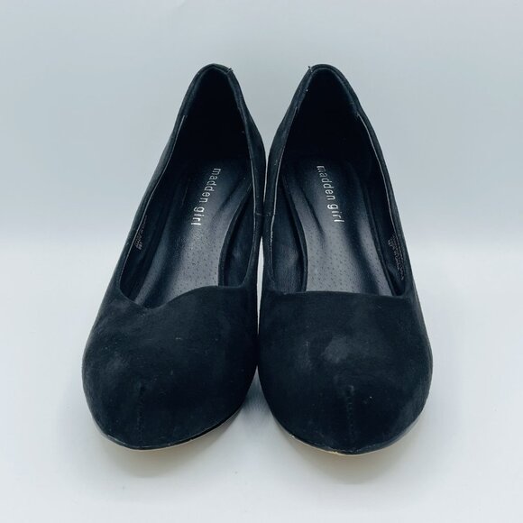 Madden Girl Shoes Womens Size 8.5 Black Faux Suede Heels Stiletto Slip On Pumps - Picture 4 of 11
